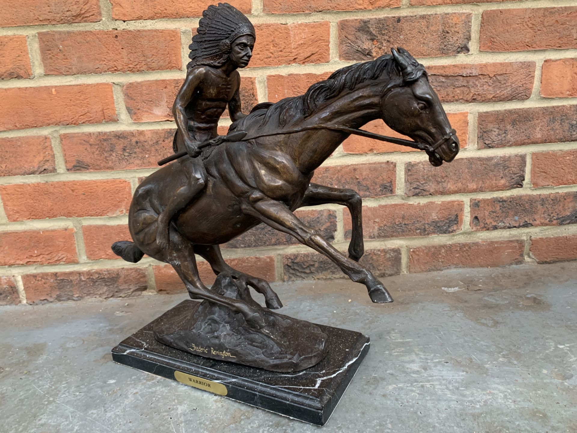 Two Spelter Models Of Native Americans On Horse Back - Image 2 of 3