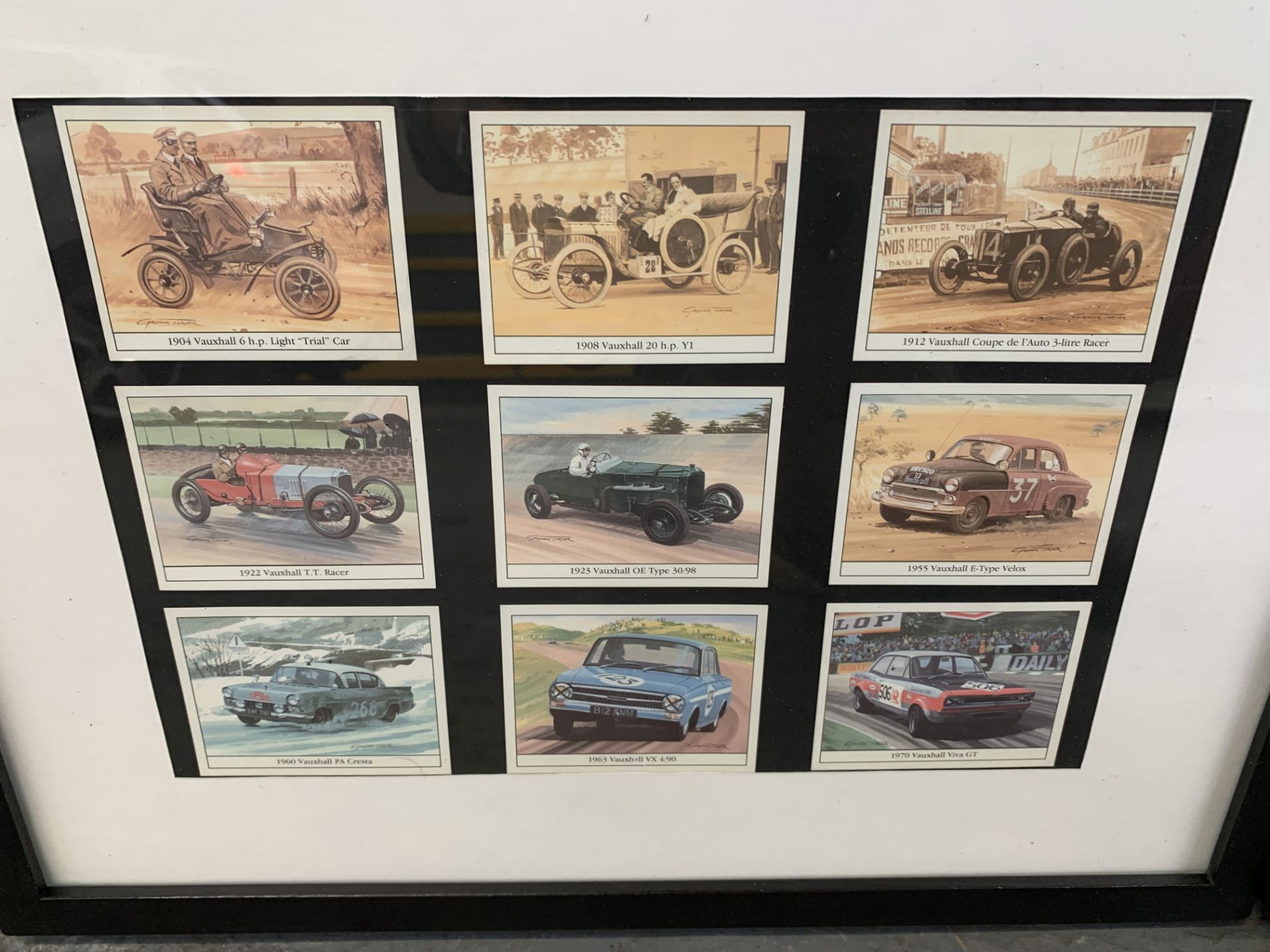 Framed Set Of Eighteen Motor Racing Cigarette Cards By Graham Turner - Image 3 of 3