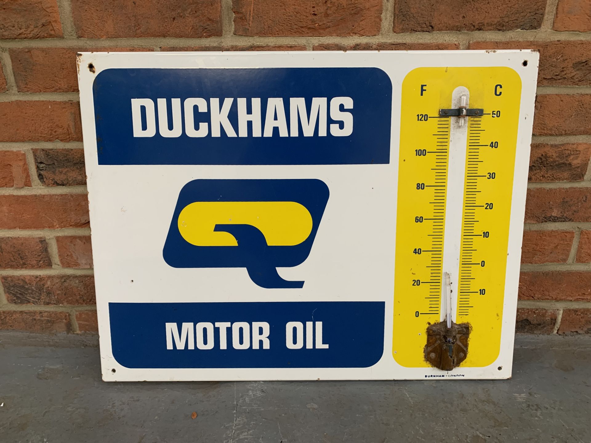 Original Enamel Duckhams Motor Oils Thermometer