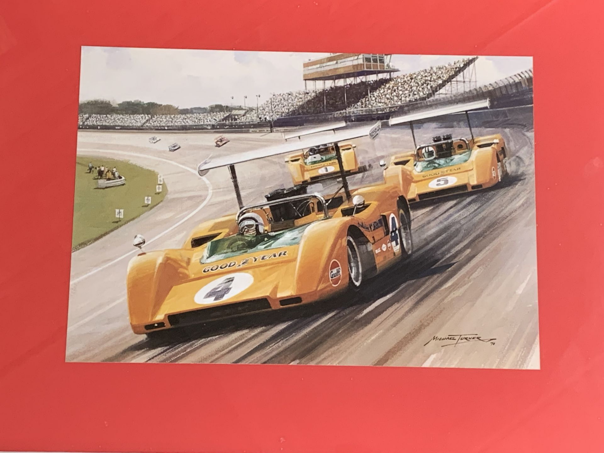 Five Framed Motoring Prints Signed Ross Wardle - Image 3 of 6