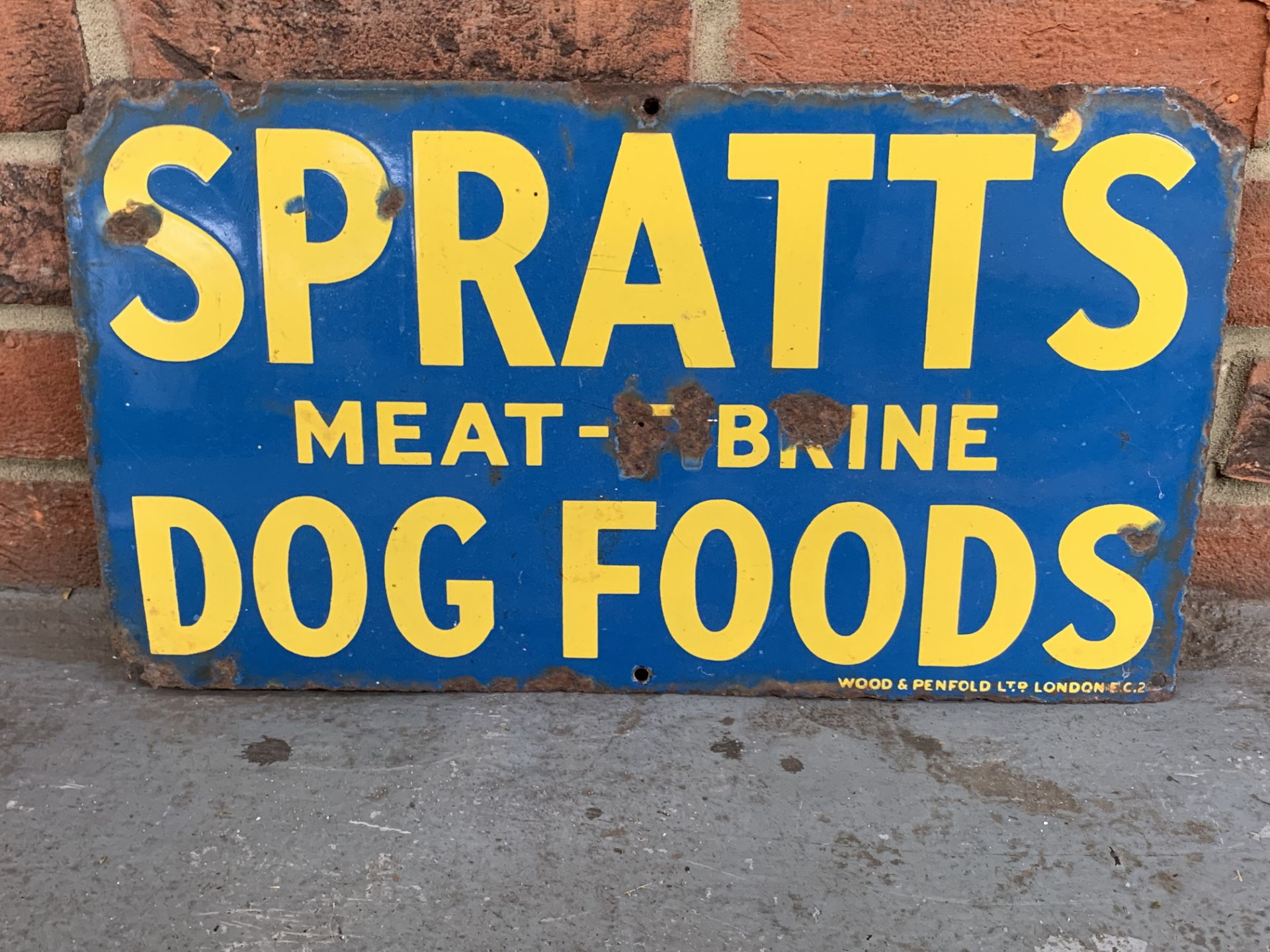 Vintage Spratts Dog Food Enamel Sign