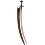 A 19TH CENTURY SOUTH INDIAN TULWAR FOR A BOY, 60.75cm curved blade, characteristic hilt with