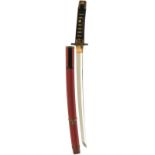 AN HANDACHI MOUNTED SHINTO WAKIZASHI, 41.9cm o-suriage blade with one mekugi-ana and midare hamon,