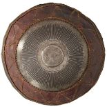A RARE 16TH CENTURY OTTOMAN OR TURKISH BUCKLER OR SHIELD FROM THE ST IRENE ARSENAL, the 38cm