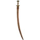 A LATE 18TH CENTURY MUGHAL INDIAN TULWAR, 75cm curved blade struck with a mark at the forte,