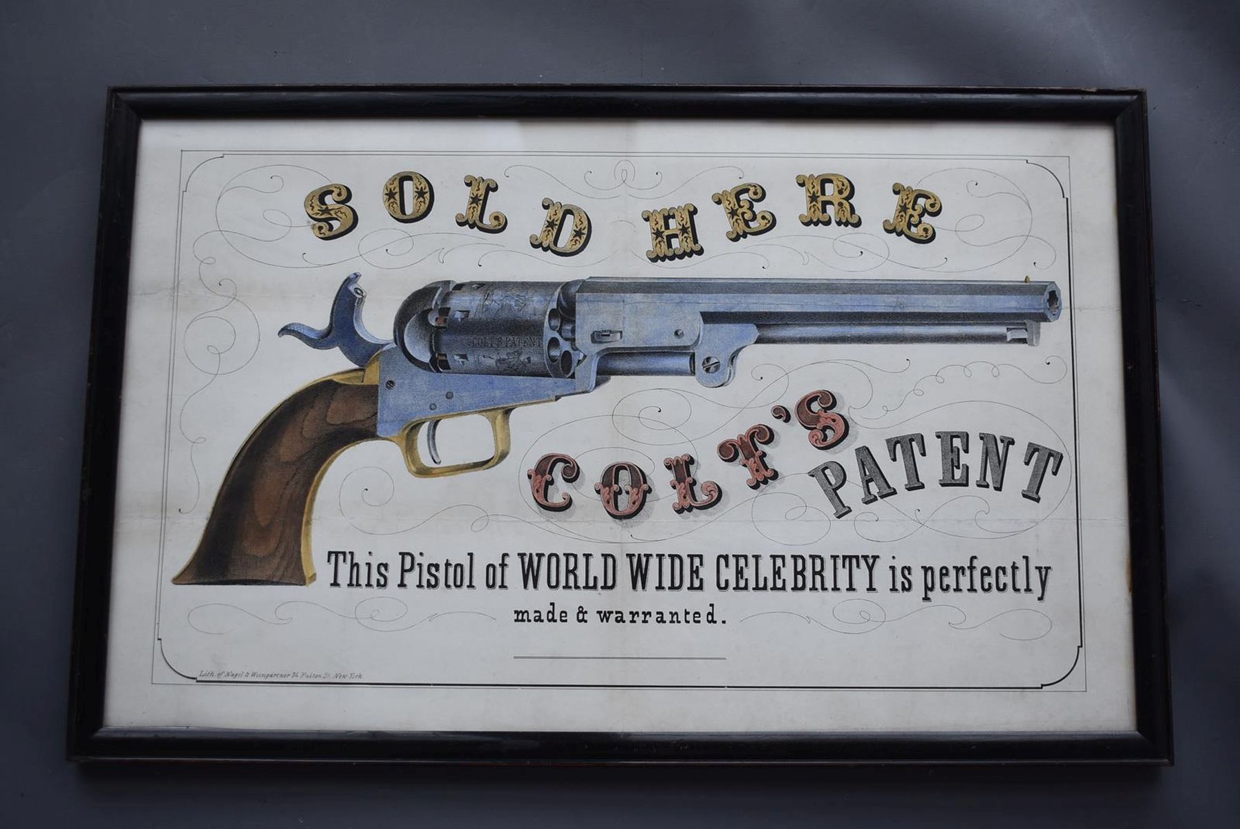 A VERY RARE COLT'S PATENT ADVERTISING POSTER, the coloured paper lithograph depicting a percussion - Image 7 of 27