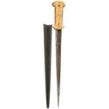 A 19TH CENTURY OTTOMAN OR TURKISH DAGGER, 37.5cm slender tapering damascus blade chiselled with