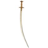 A LATE 19TH CENTURY INDIAN TULWAR FOR A BOY, 60.5cm sharply curved clean blade, characteristic brass