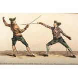 OF FENCING INTEREST: ten hand coloured engravings after J. Gruyn's illustrations for Angelo