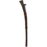 A 19TH CENTURY FIJIAN KIAKAVO OR CLUB, 100cm over all, carved wooden body with chamfered and stepped