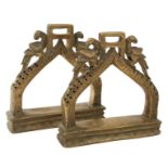 A PAIR OF 19TH CENTURY SOUTHERN INDIAN CAST BRASS STIRRUPS, of characteristic form, each with
