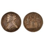 CORONATION OF CAROLINE, 1727 silver medallion by J. Croker, 34mm diameter, good VF.