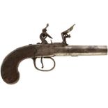 A 54-BORE FLINTLOCK BOXLOCK POCKET PISTOL BY COLLIS OF OXFORD, 2.5inch turn-off barrel, border