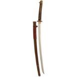 A KATANA, 71.3cm Koto blade with two mekugi-ana, carved with a Su Ken horimono and bonji on the