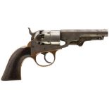 A .36 CALIBRE FIVE-SHOT PERCUSSION COOPER NAVY REVOLVER, 4inch sighted octagonal barrel stamped with