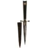 A 19TH CENTURY MOMENTO MORI STILETTO OR DAGGER, 13cm flattened diamond section blade decorated