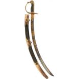 AN 1803 PATTERN LIGHT COMPANY OFFICER'S BLUED AND GILT SWORD BY GILL, 69cm curved blade decorated