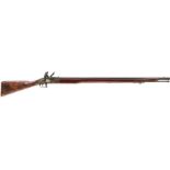 A .650 CALIBRE FLINTLOCK VOLUNTEER MUSKET, 40inch sighted barrel, border engraved bevelled lock