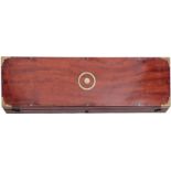 A 19TH CENTURY MAHOGANY GUN CASE, the green baize lined wood trimmed interior for a flintlock