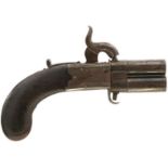 A 120-BORE PERCUSSION BOXLOCK TURNOVER POCKET PISTOL BY SMITH OF BRAINTREE, 1.5inch turn-off barrels