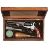 A CASED .31 CALIBRE SIX-SHOT PERCUSSION LONDON COLT POCKET REVOLVER, 5inch sighted octagonal