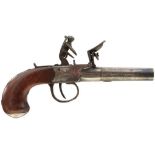 A 54-BORE FLINTLOCK BOXLOCK POCKET PISTOL BY THOMAS, 2.5inch turn-off barrel, border engraved action