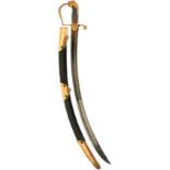 AN 1803 PATTERN INFANTRY OFFICER'S SWORD, 77cm curved blade decorated with scrolling foliage, a