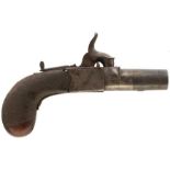 A 50-BORE PERCUSSION BOXLOCK POCKET PISTOL BY SMITH OF LONDON, 1.25inch turn-off barrel with scallop