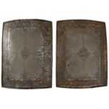 A PAIR OF 17TH CENTURY DECCAN INDIAN CHAR AINA OR CHEST ARMOURS, each of rectangular convex form and