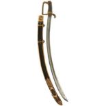 A GEORGIAN PRESENTATION SABRE, 80cm curved blade double edged towards the point and finely etched on