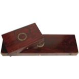 A BRASS BOUND MAHOGANY SPORTING GUN CASE, for a gun with 32inch barrels, red felt lining, partitions