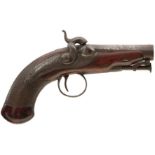 AN IRISH 40-BORE PERCUSSION TRAVELLING PISTOL BY TRULOCK OF DUBLIN, 3.5inch sighted tapering