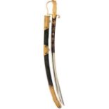 A GEORGIAN OFFICER'S SABRE, 76cm curved blade by Runkel, decorated with scrolling foliage, stands of