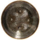 A FINE QUALITY 19TH CENTURY OTTOMAN QAJAR DHAL OR SHIELD, 43cm diameter body profusely decorated