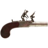 A 56-BORE FLINTLOCK BOXLOCK POCKET PISTOL BY KETLAND & CO., 1.5inch turn-off barrel, border engraved