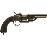 A 90-BORE SIX-SHOT PERCUSSION TRANSITIONAL REVOLVER BY JOSEPH LANG, 4.25inch sighted octagonal