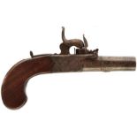 A SCARCE 80-BORE PERCUSSION BOXLOCK POCKET PISTOL FOR TOP HAT CAPS BY, 1.75inch turn-off barrel,