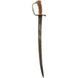 AN 18TH CENTURY ENGLISH HUNTING HANGER, 52cm blade, characteristic brass hilt with D-shaped