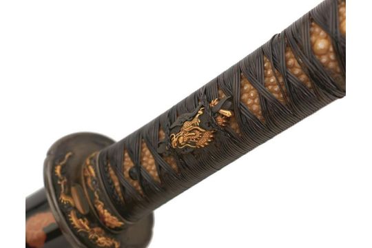 A FINELY MOUNTED WAKIZASHI, 47cm Koto blade with one mekugi-ana carved with a hi on each side and - Image 6 of 29