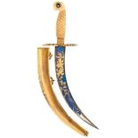 A GEORGIAN MIDSHIPMAN'S DIRK, 16.6cm sharply curved blade decorated with scrolling foliage and a