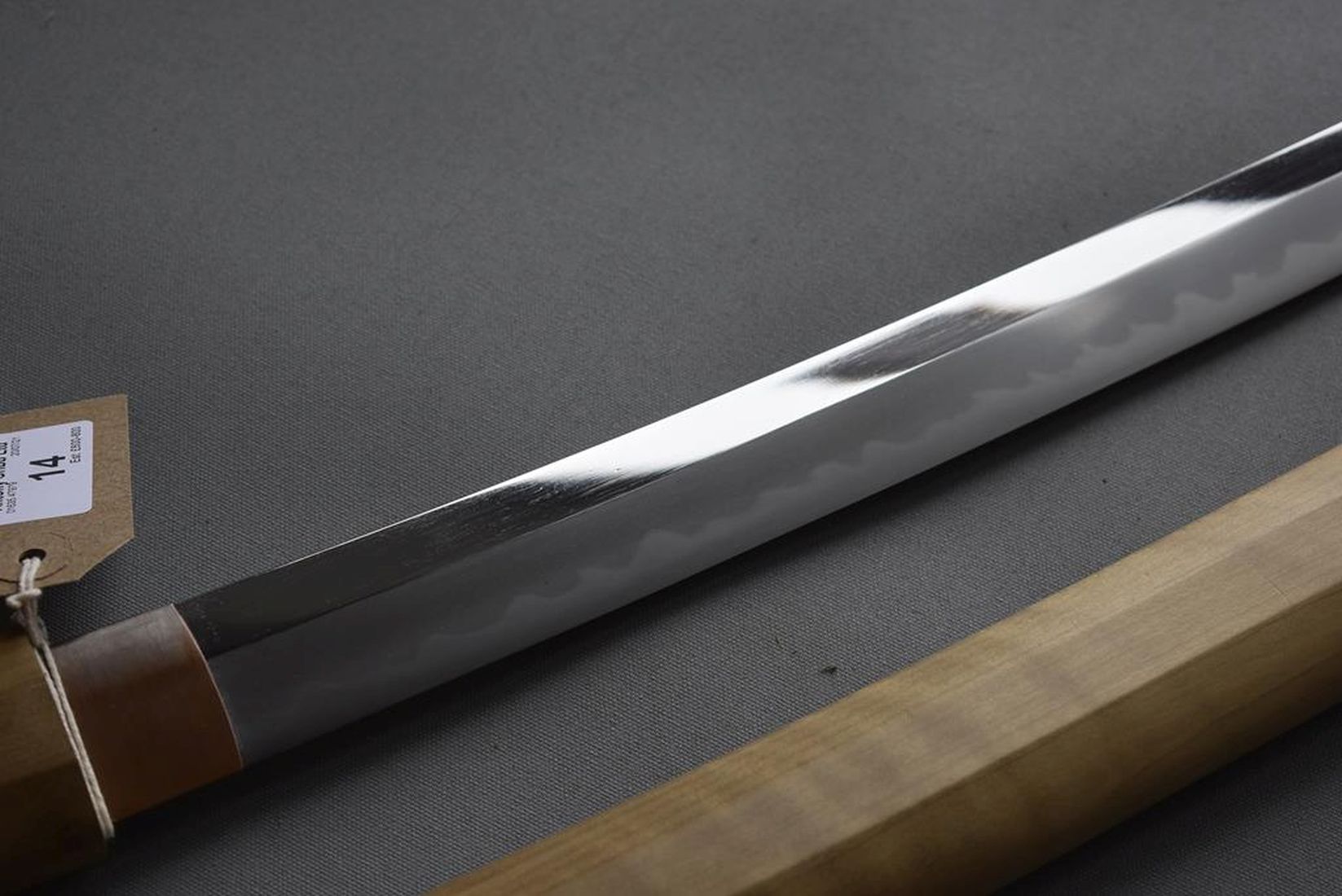 A GENDAITO, 65.5cm blade with one mekugi-ana signed tachi-mei Nagamitsu, notare hamon, nashiji hada, - Image 4 of 9