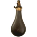 A HAWKSLEY TILT-TOP GUN OR RIFLE FLASK, the planished tin body with brass top stamped HAWKSLEY,