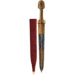 A 19TH CENTURY KINDJAL, 24cm double fullered blade with traces of blued finish, the forte and raised