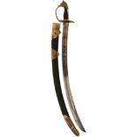 AN 1803 PATTERN LIGHT COMPANY OFFICER'S SWORD, 76.5cm curved blade etched with scrolling foliage,