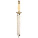 AN EARLY TO MID 19TH CENTURY HENRY CARR BOOTH SHEFFIELD BOWIE KNIFE, 23.5cm blade with spear point