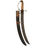 A LARGE GEORGIAN NAVAL DIRK, 41cm curved fullered blade decorated with scrolling foliage and