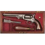 A CASED .31 CALIBRE FIVE-SHOT PERCUSSION LONDON COLT POCKET REVOLVER, 6inch sighted octagonal barrel