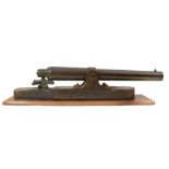 A LATE 18TH CENTURY BRONZE PIVOT CANNON, 32inch three-stage sighted barrel bearing an inscription