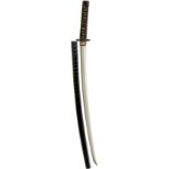 A DAISHO, THE KATANA, 66.1cm Showa blade with one mekugi-ana, suguha hamon, THE WAKIZASHI, 53.5cm