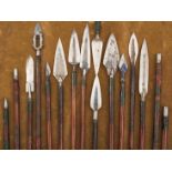 A FRAMED DISPLAY OF 19TH CENTURY INDIAN ARROWS, Jaipur, each of characteristic composition with